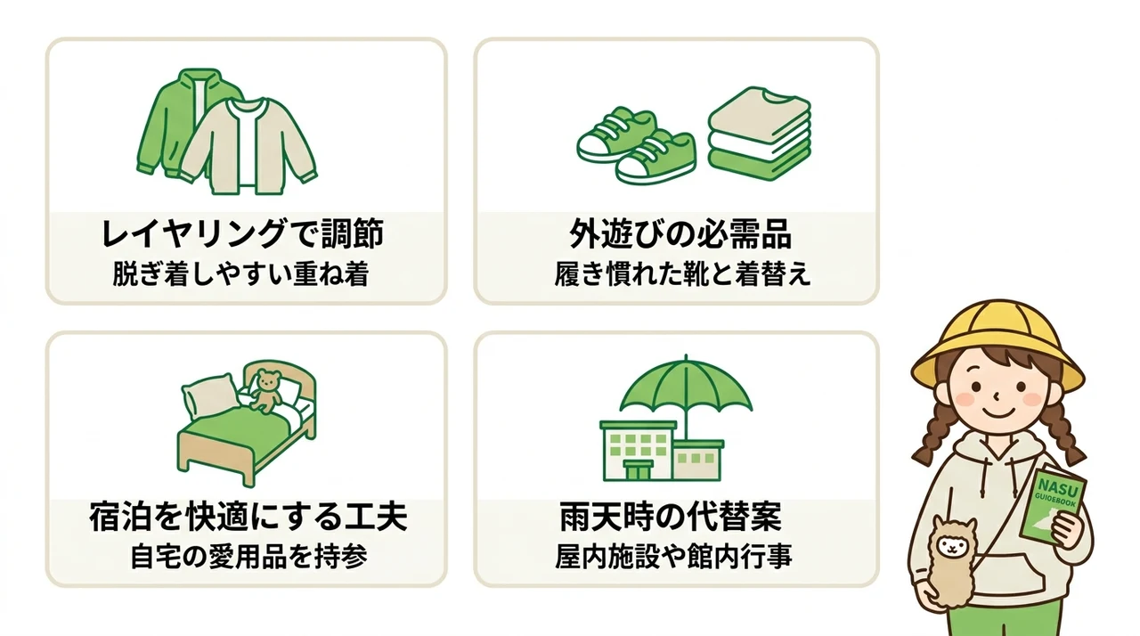 那須の気候に合わせた服装と持ち物の注意点