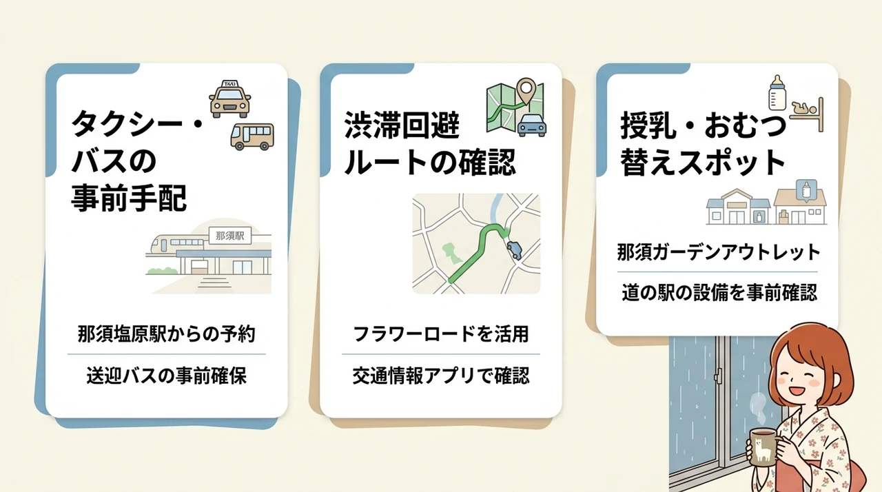 雨の那須観光を快適にする移動と休憩のコツ