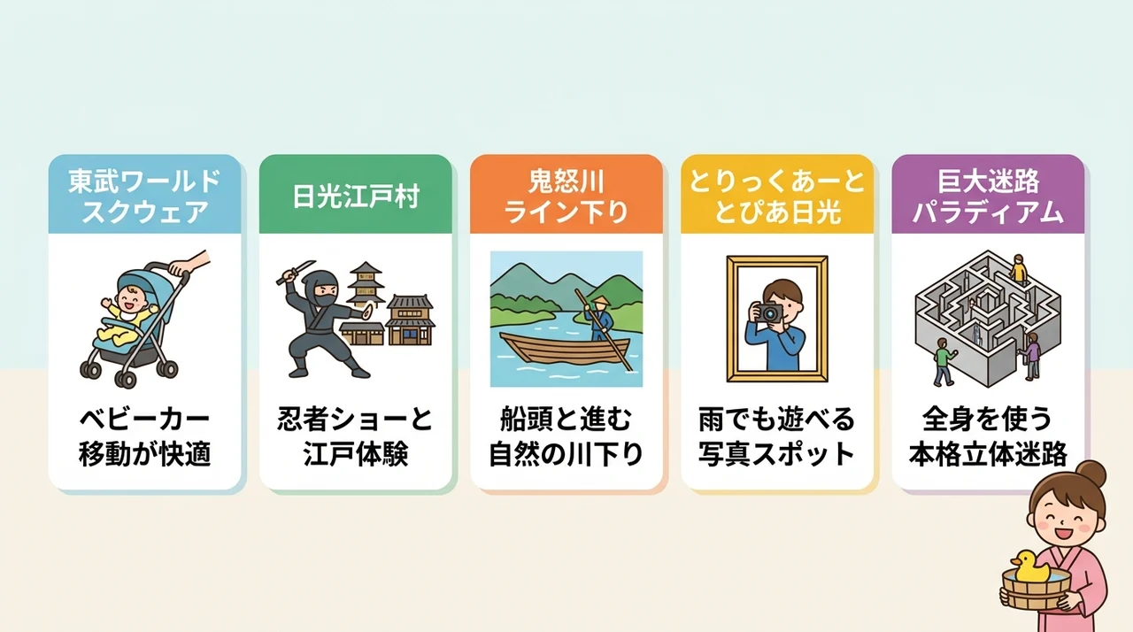 子連れ鬼怒川旅行を充実させる周辺観光モデルコース