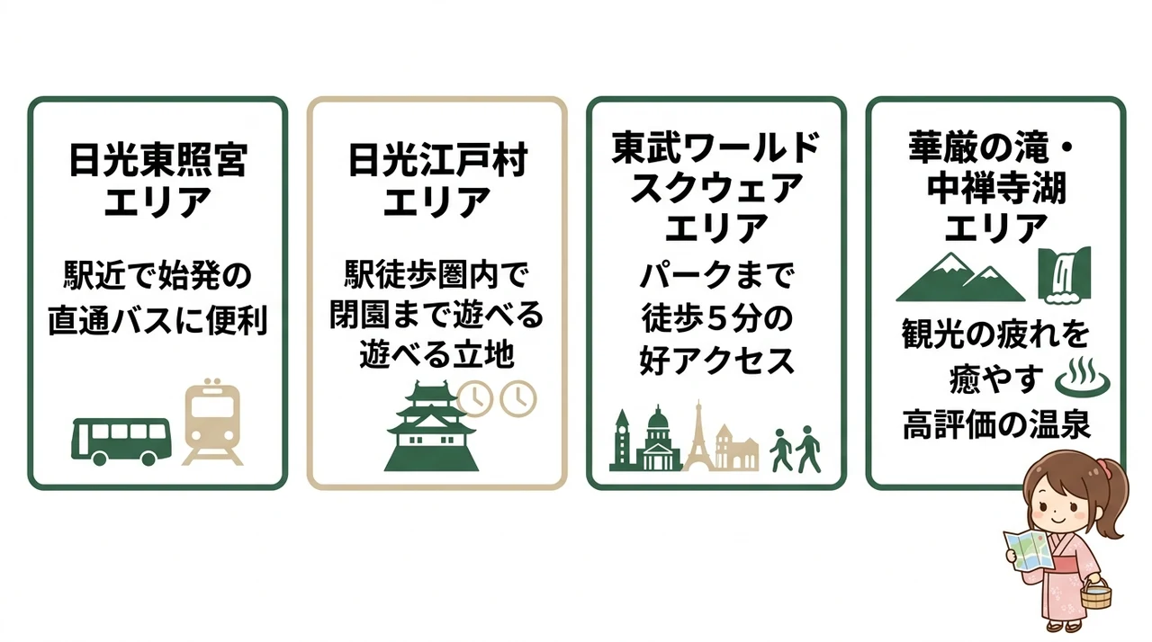 主要観光スポットへのアクセスで選ぶ宿