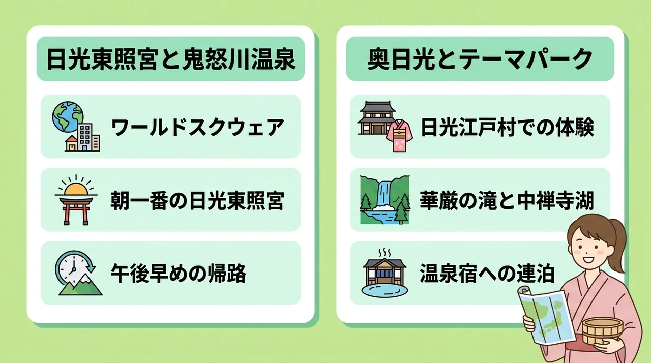 観光と宿泊をセットにしたモデルコース