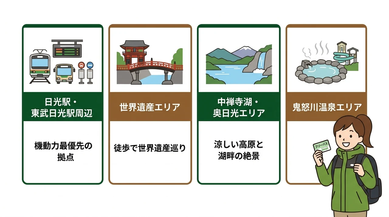 日光エリア別に見る車なし旅の宿選び