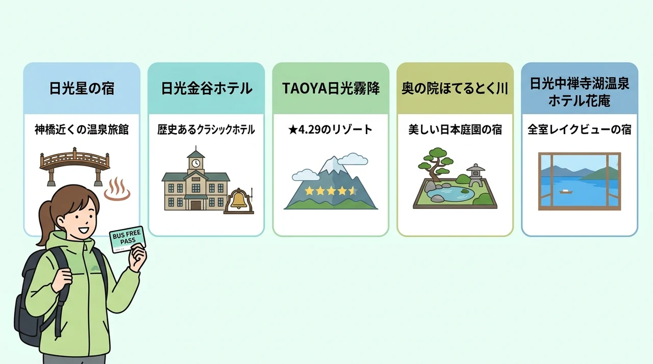 無料送迎バスで快適アクセスできる日光の宿