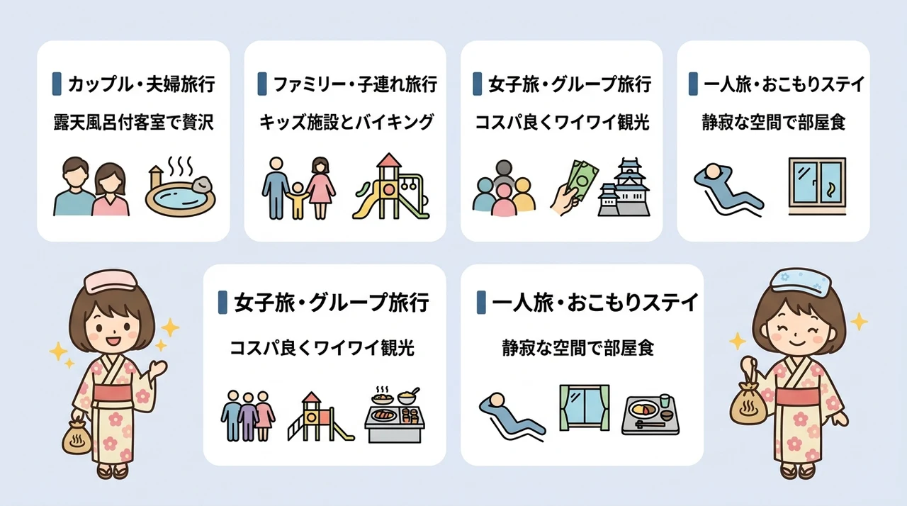 旅行スタイル別おすすめの宿選び診断