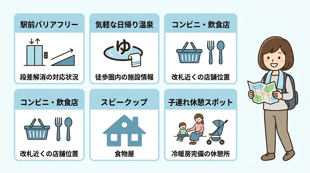 知っておきたい駅周辺の道中と施設情報