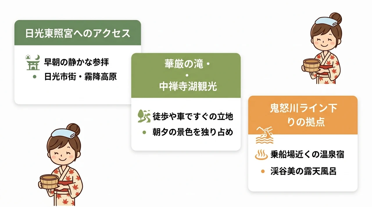 観光アクセスで選ぶ日光の宿泊拠点