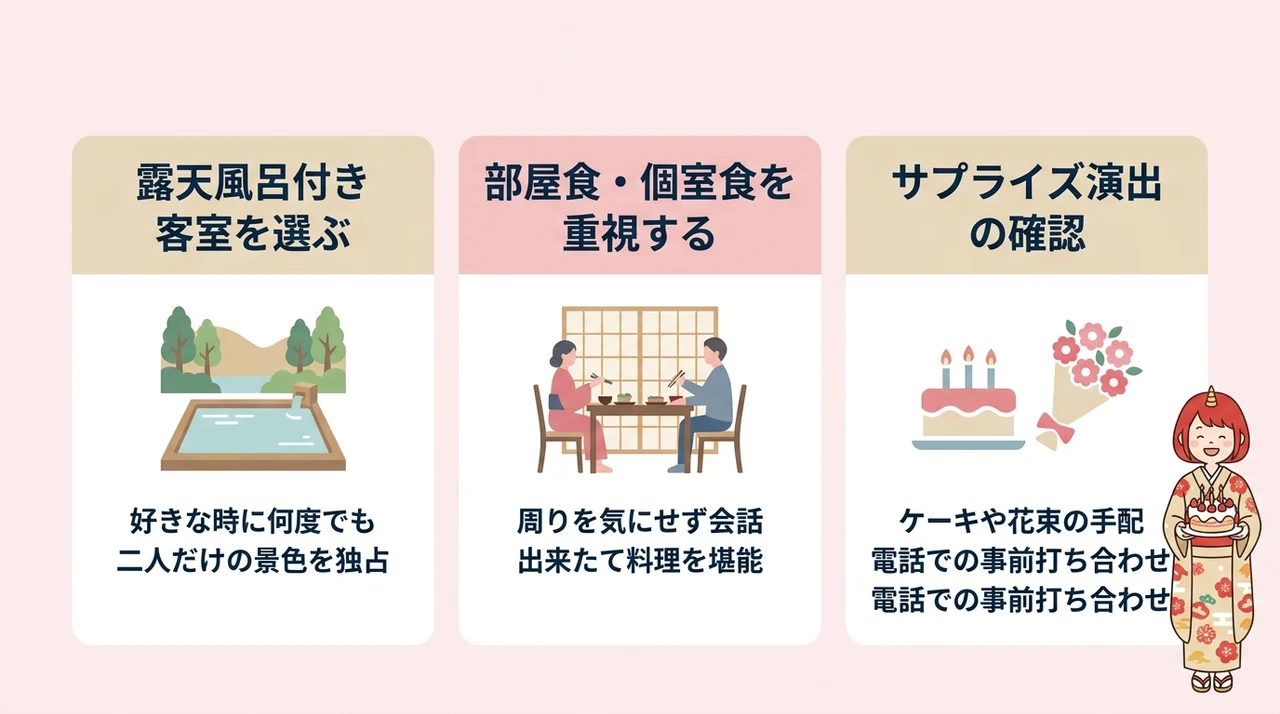 カップル向け旅館の選び方3つのポイント