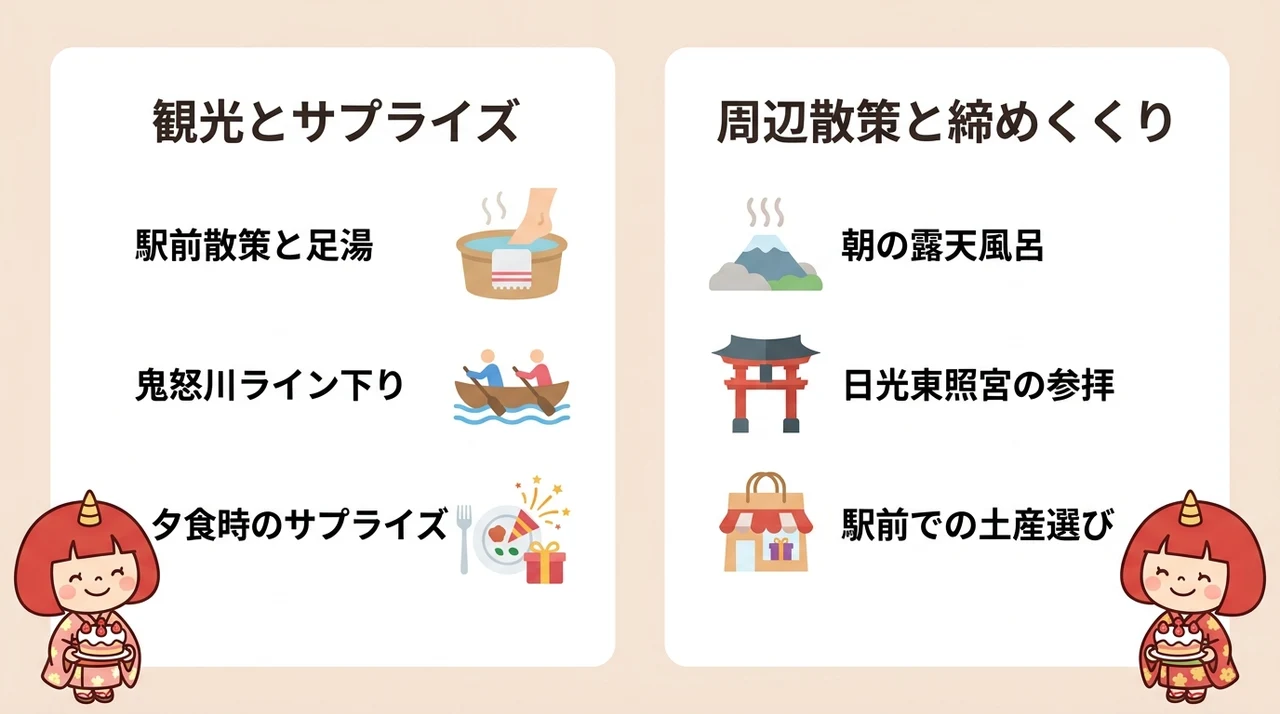 記念日を彩る鬼怒川温泉のモデルコース