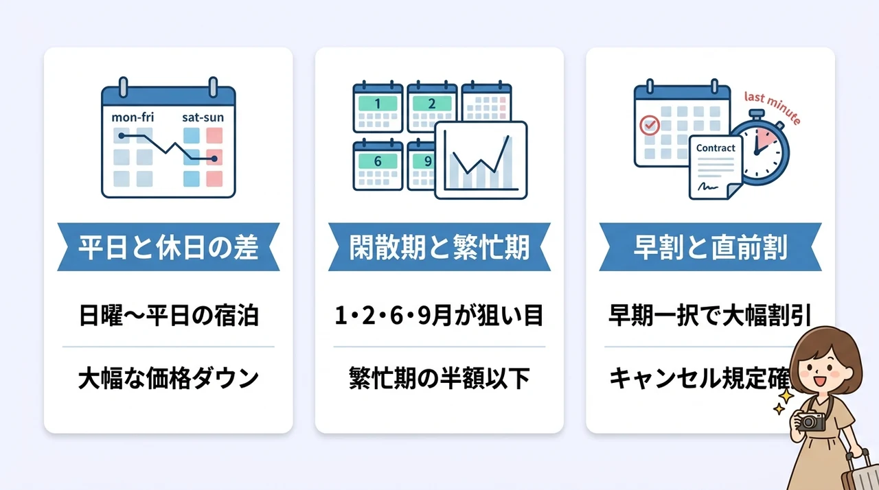狙い目のシーズンと曜日で費用を賢く抑える方法