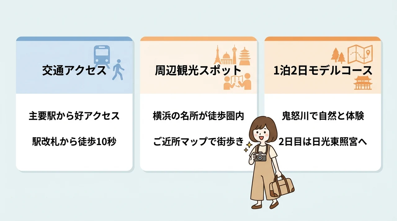 車なしでも楽しめる周辺観光とモデルコース