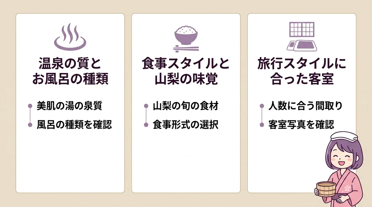石和温泉で失敗しない宿選びの3つのポイント