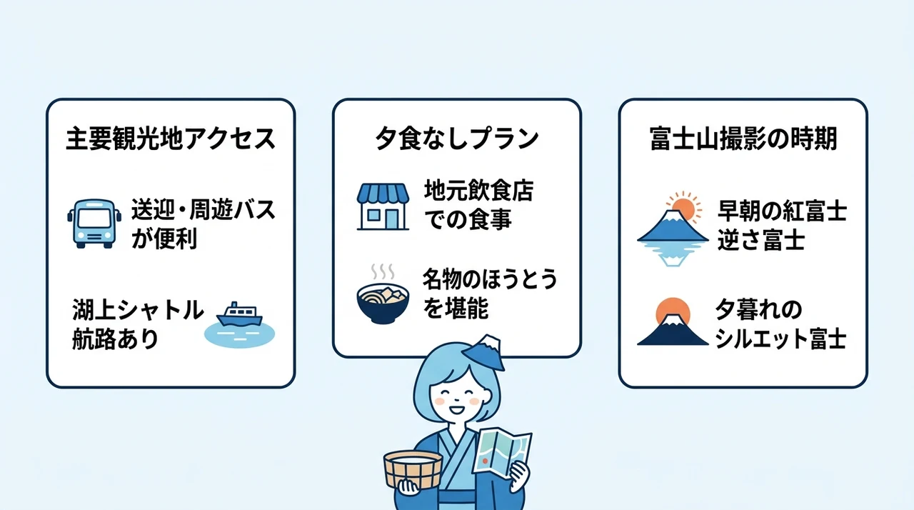 河口湖観光の拠点としての利便性と周辺情報