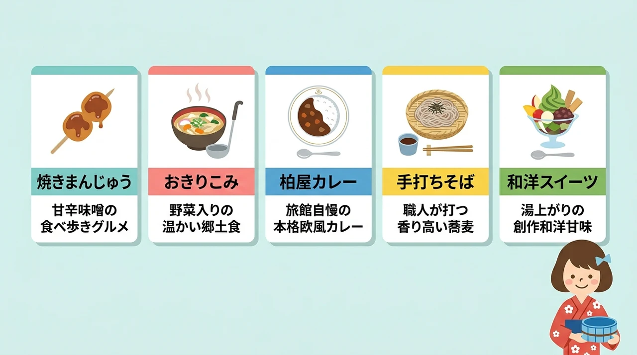 温泉街で楽しむ四万温泉の名物グルメ