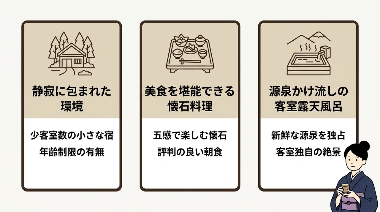 大人の宿にふさわしい3つの条件
