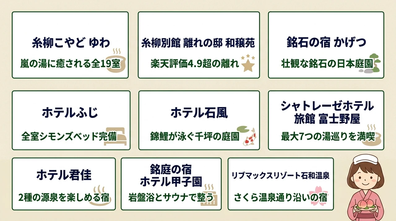 石和温泉の露天風呂付き客室おすすめ宿10選