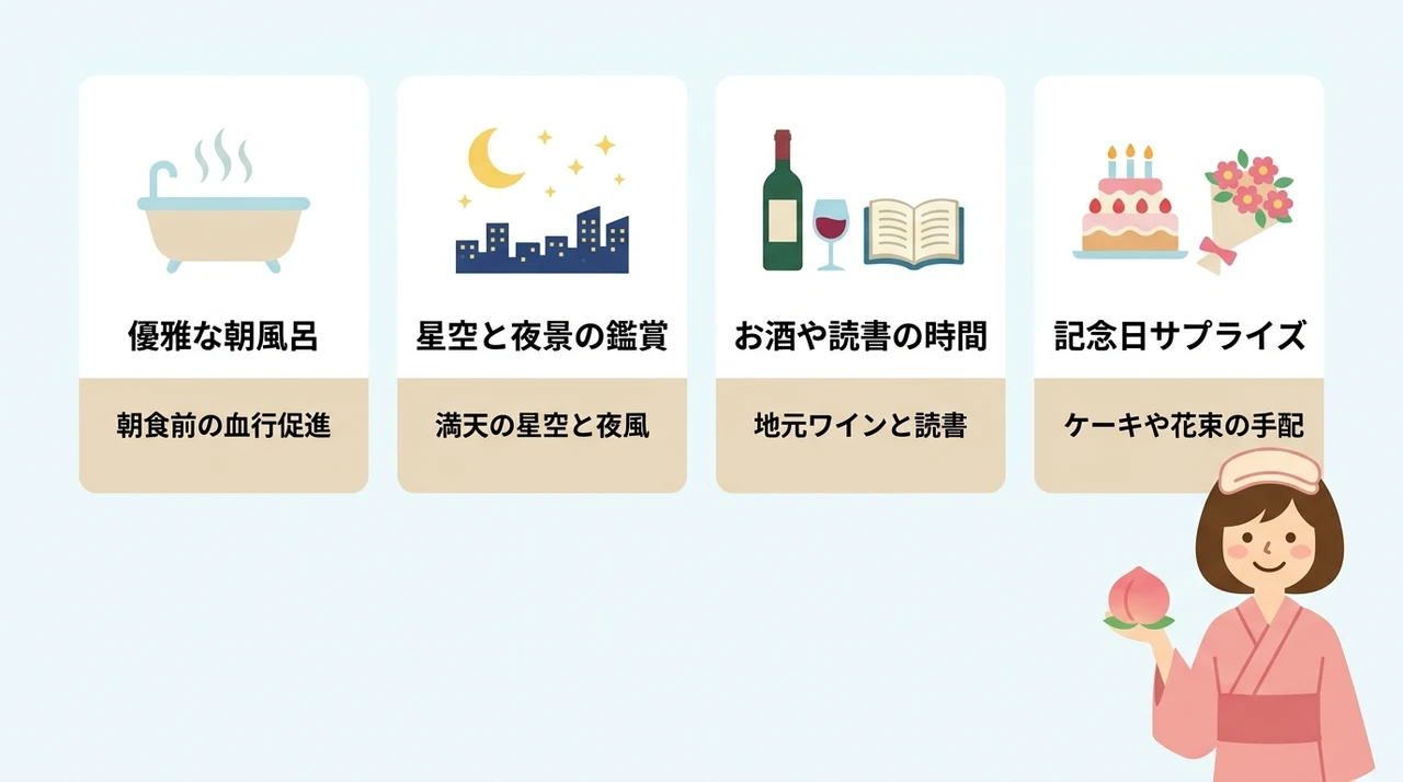 露天風呂付き客室での過ごし方と楽しみ方