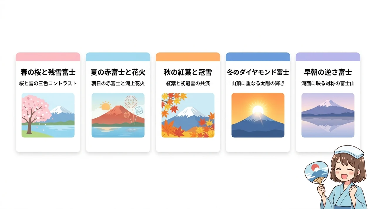 季節と時間帯で変わる富士山の絶景