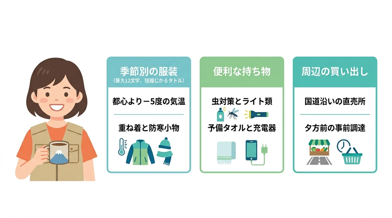 山中湖グランピングで快適に過ごす持ち物と服装