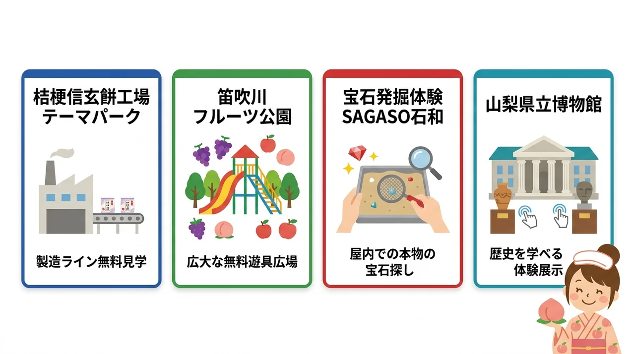 石和温泉エリアの子連れ観光スポット