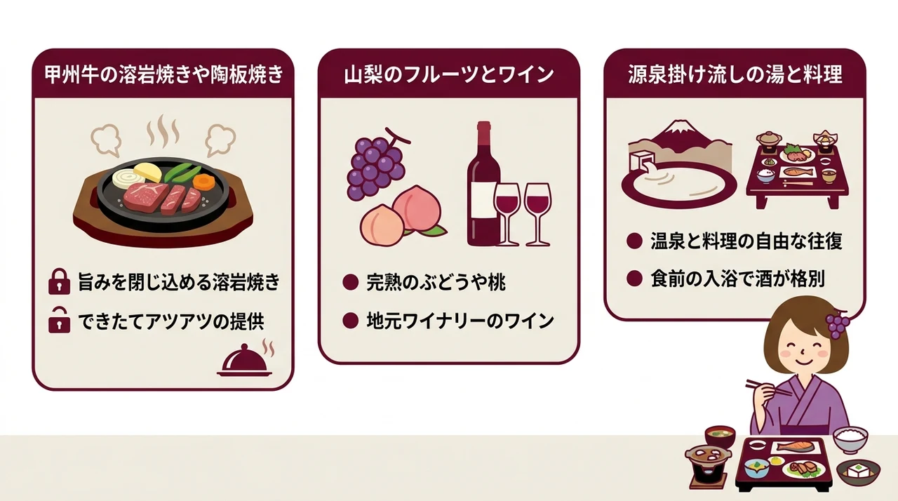 石和温泉の部屋食で味わう絶品会席と地元食材