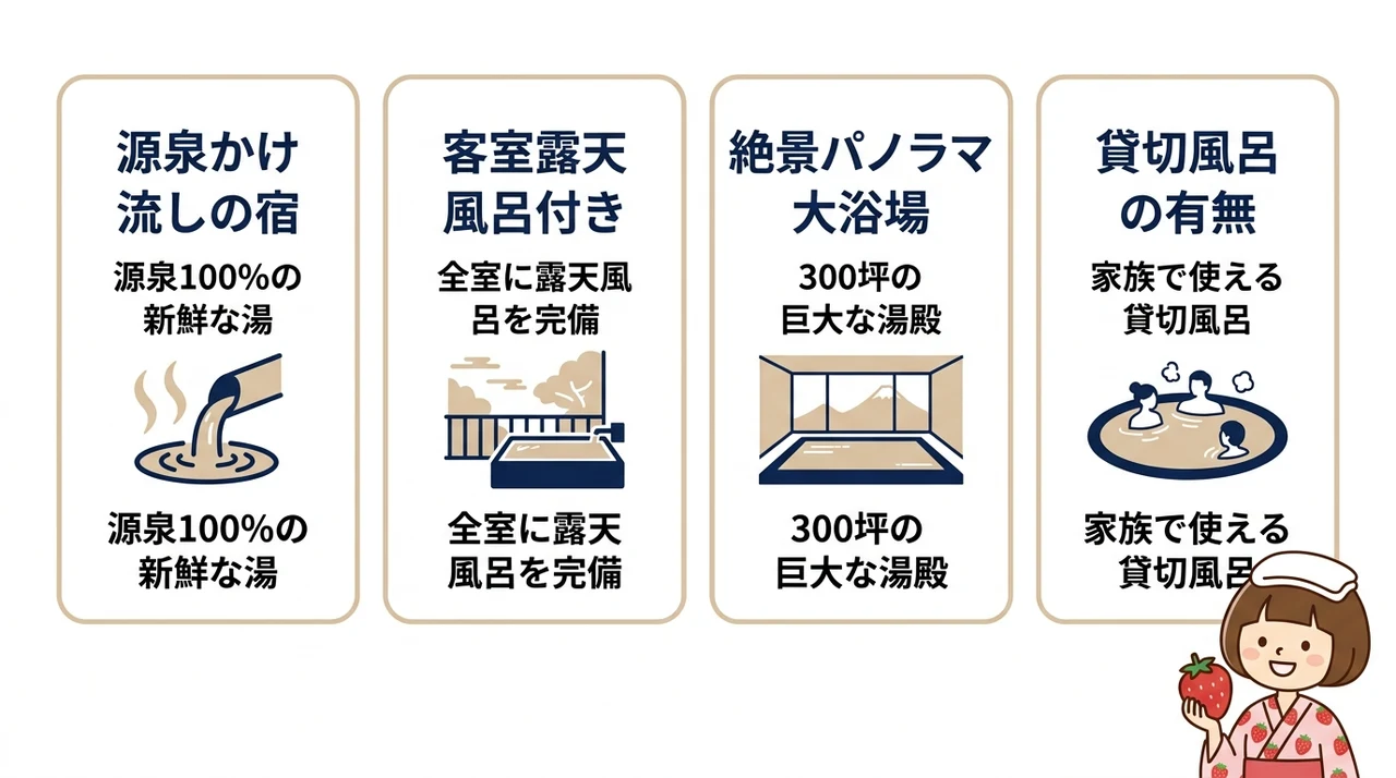 温泉の質とお風呂設備で選ぶ伊豆長岡の宿