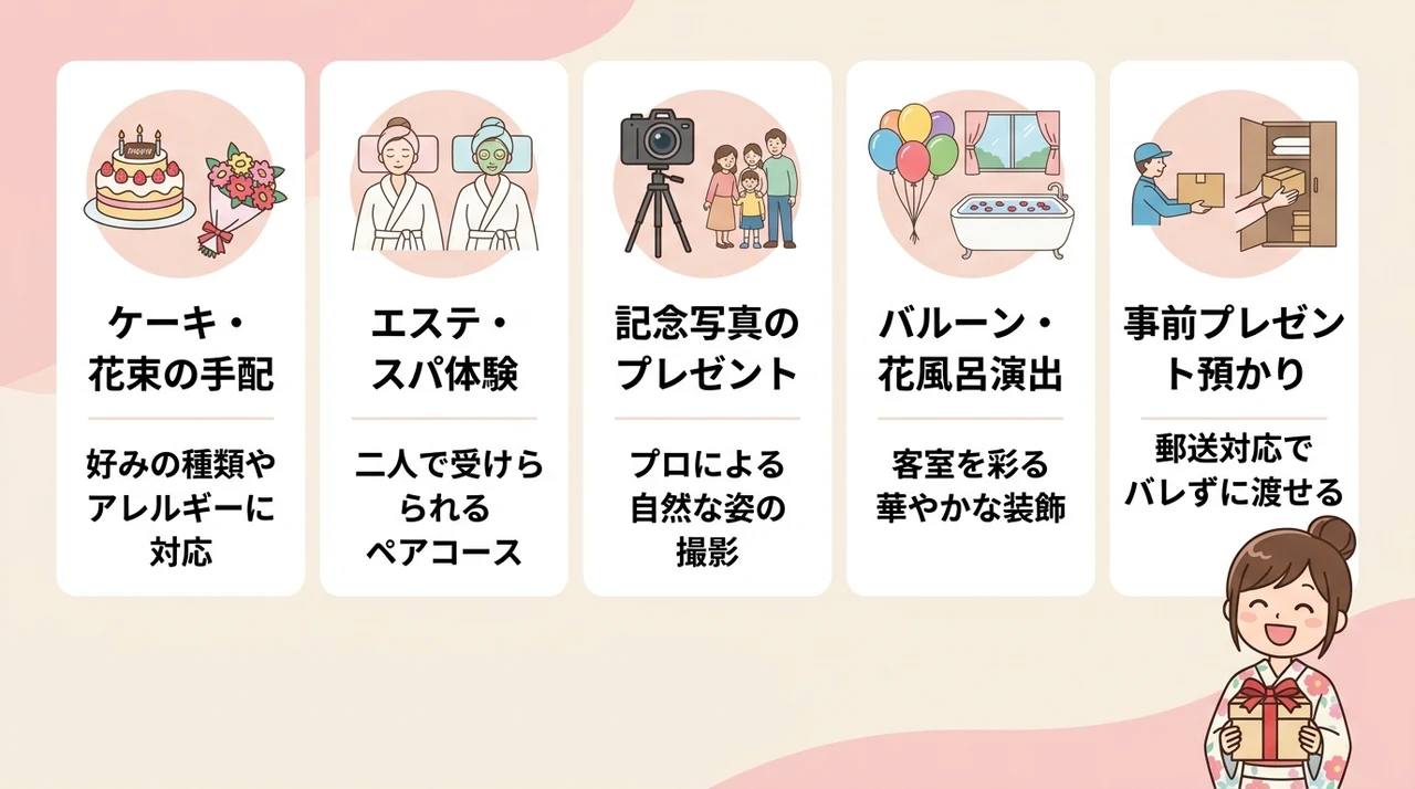 カップル誕生日旅行を盛り上げるサプライズ演出