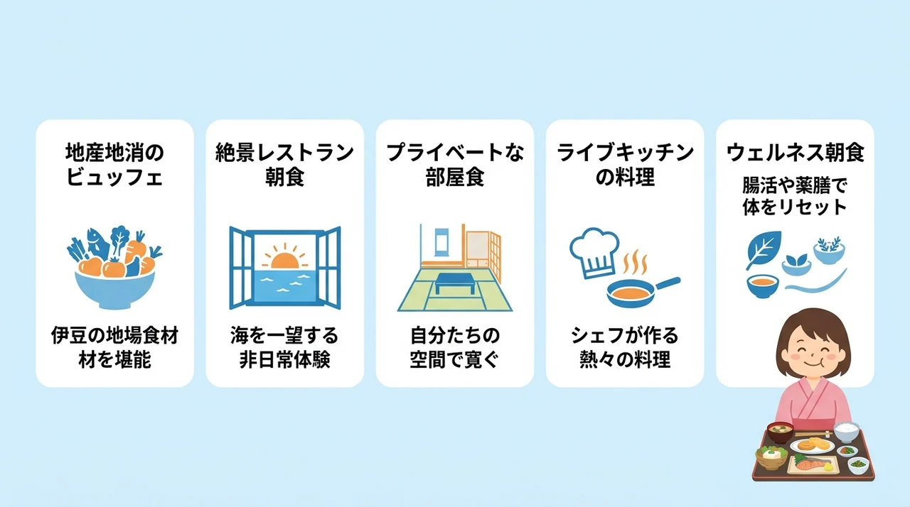 朝食スタイル別で選ぶ伊豆のホテル