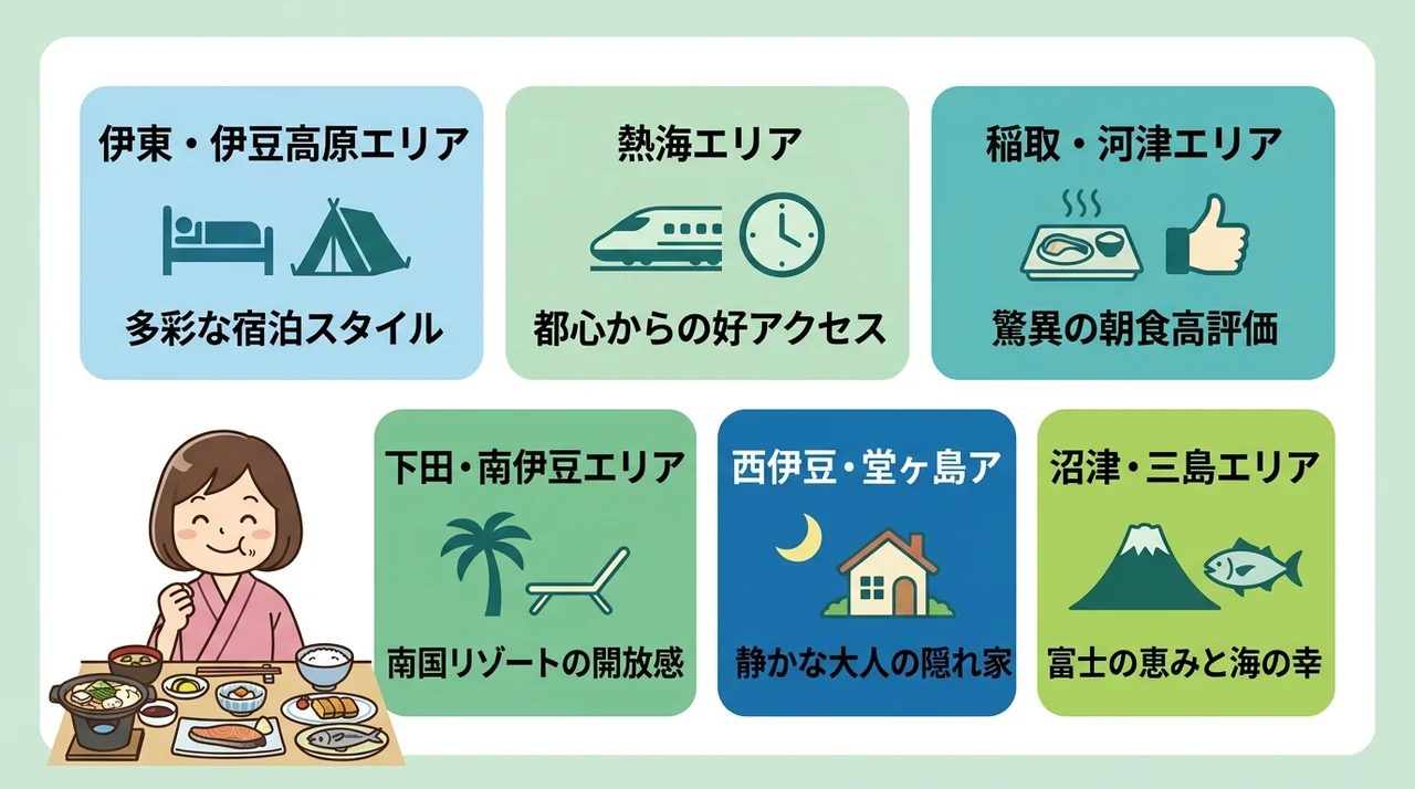 伊豆エリア別に見る朝食自慢の宿