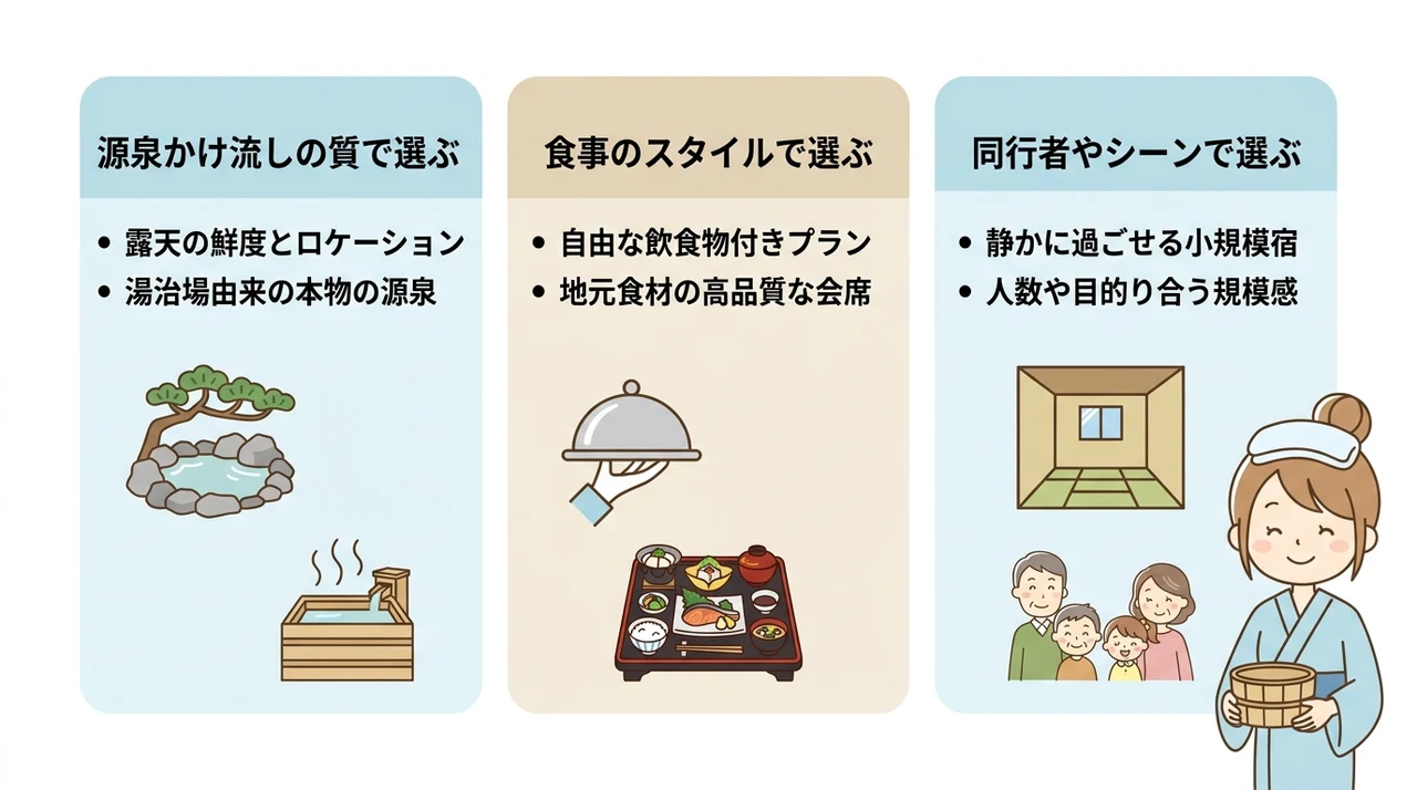 川治温泉の宿を目的別に選ぶための3つの視点