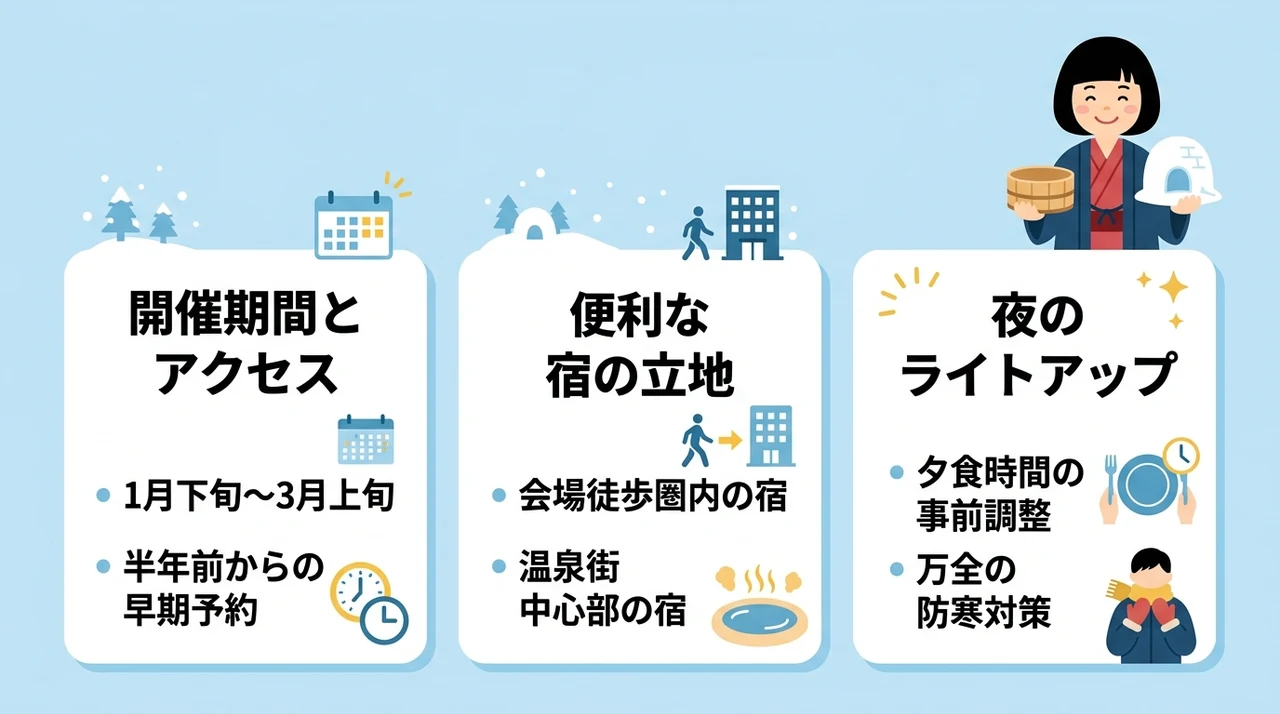 冬のかまくら祭りと宿泊を満喫するコツ