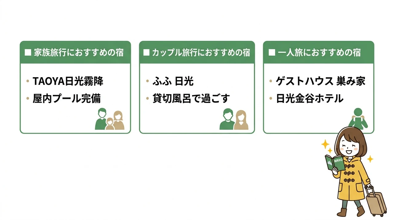 旅のスタイル別に見つける理想の日光の宿