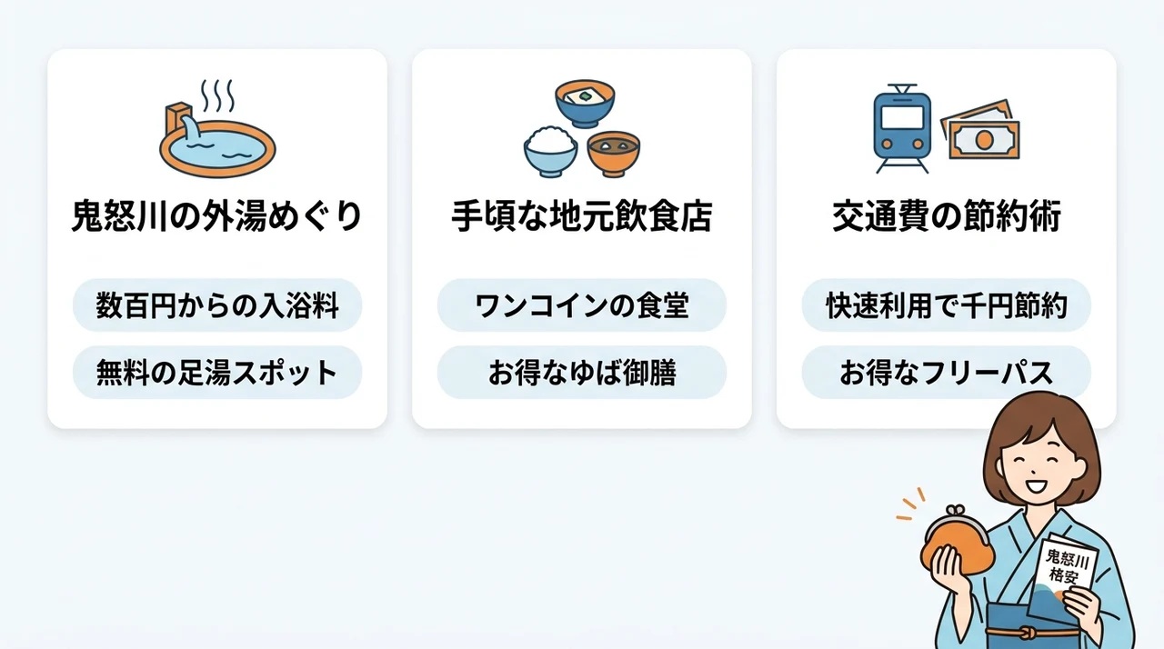 宿泊費を節約して楽しむ鬼怒川の観光と外食情報