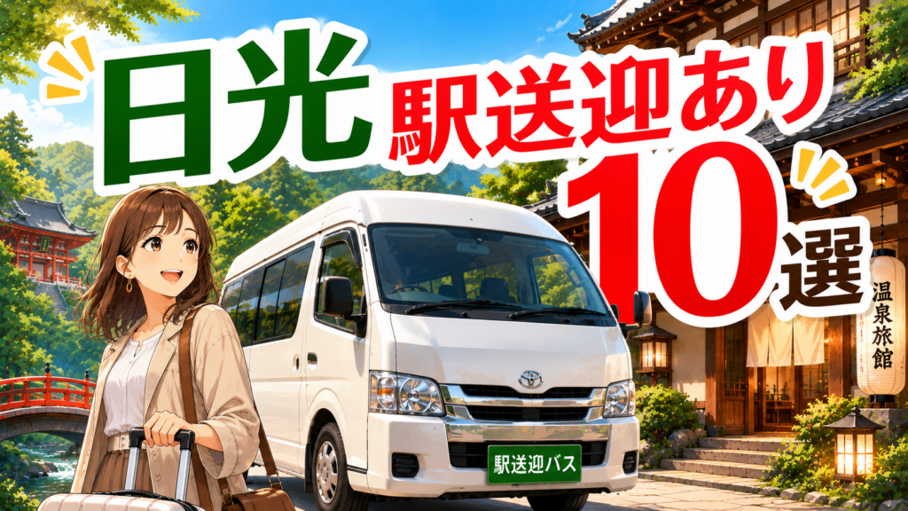 日光の駅送迎ありのおすすめ宿10選を紹介するアイキャッチ画像