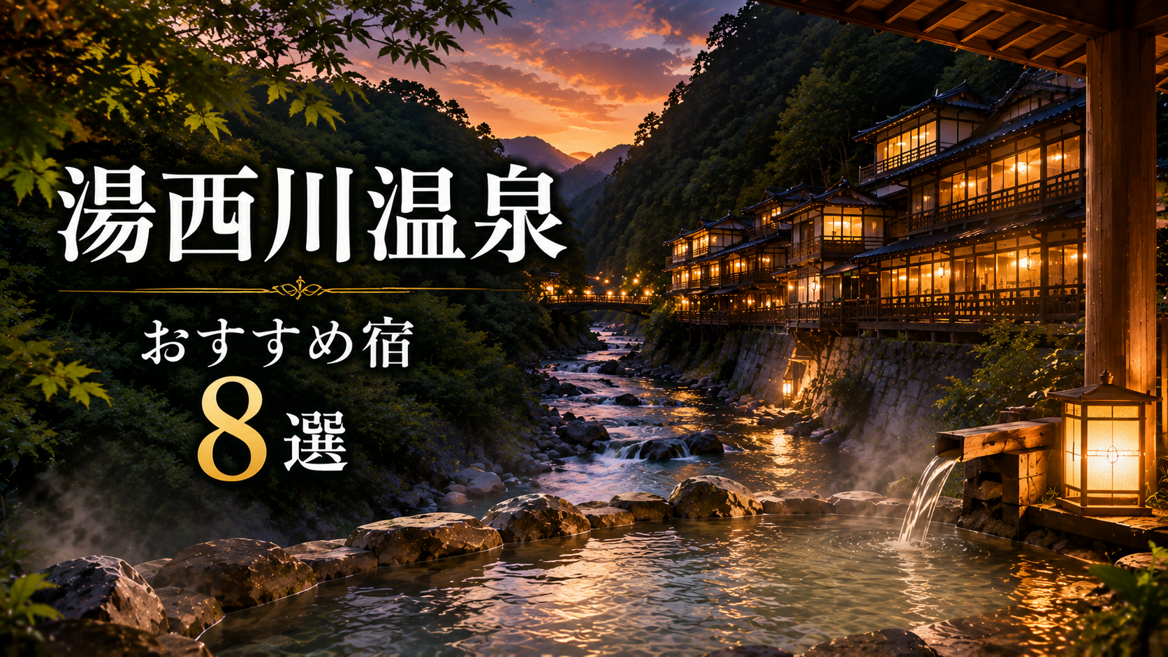 渓谷沿いの旅館と露天風呂を描いた湯西川温泉のおすすめ宿8選