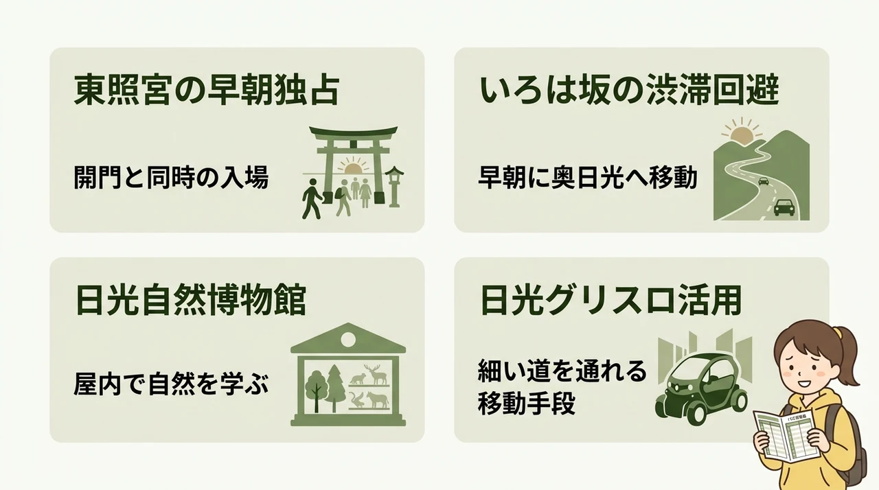 混雑と悪天候を回避する時間帯と代替案