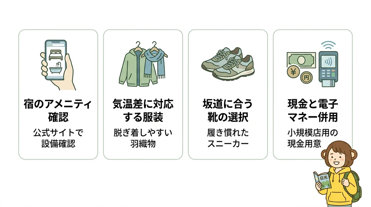日光温泉旅行の持ち物準備で失敗しない基本の考え方