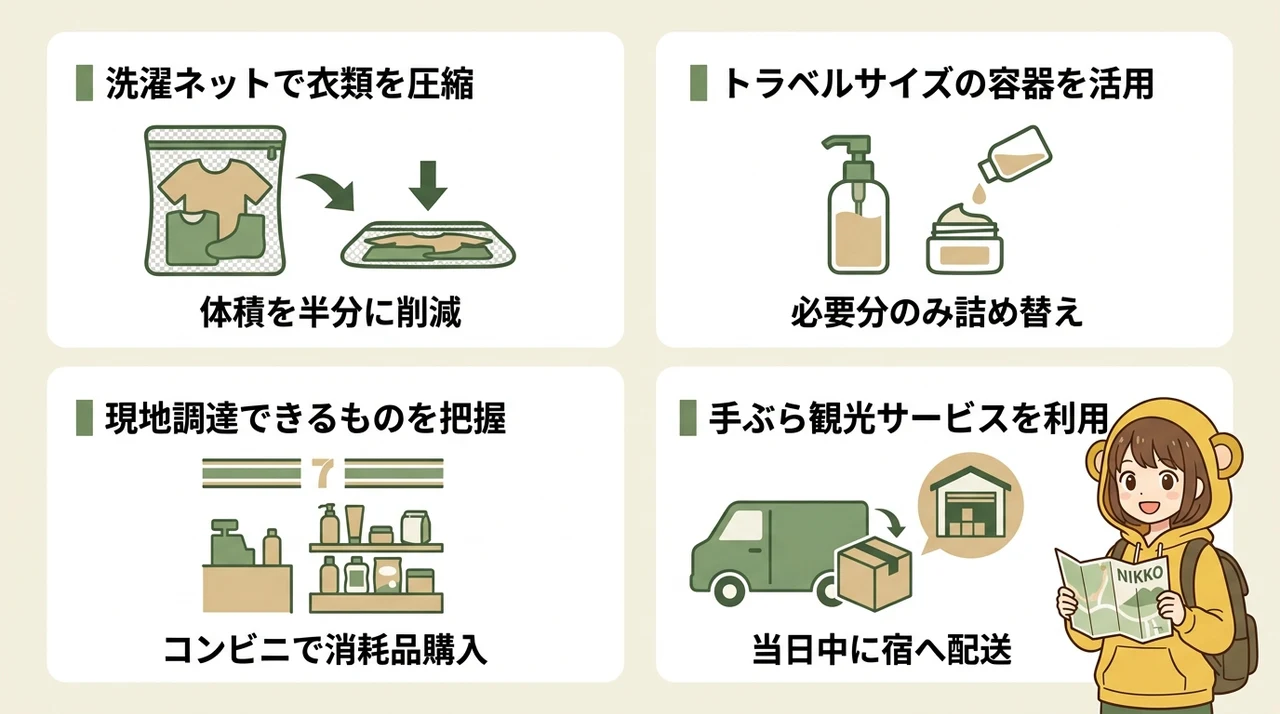 荷物を減らして日光観光を満喫する軽量化のコツ