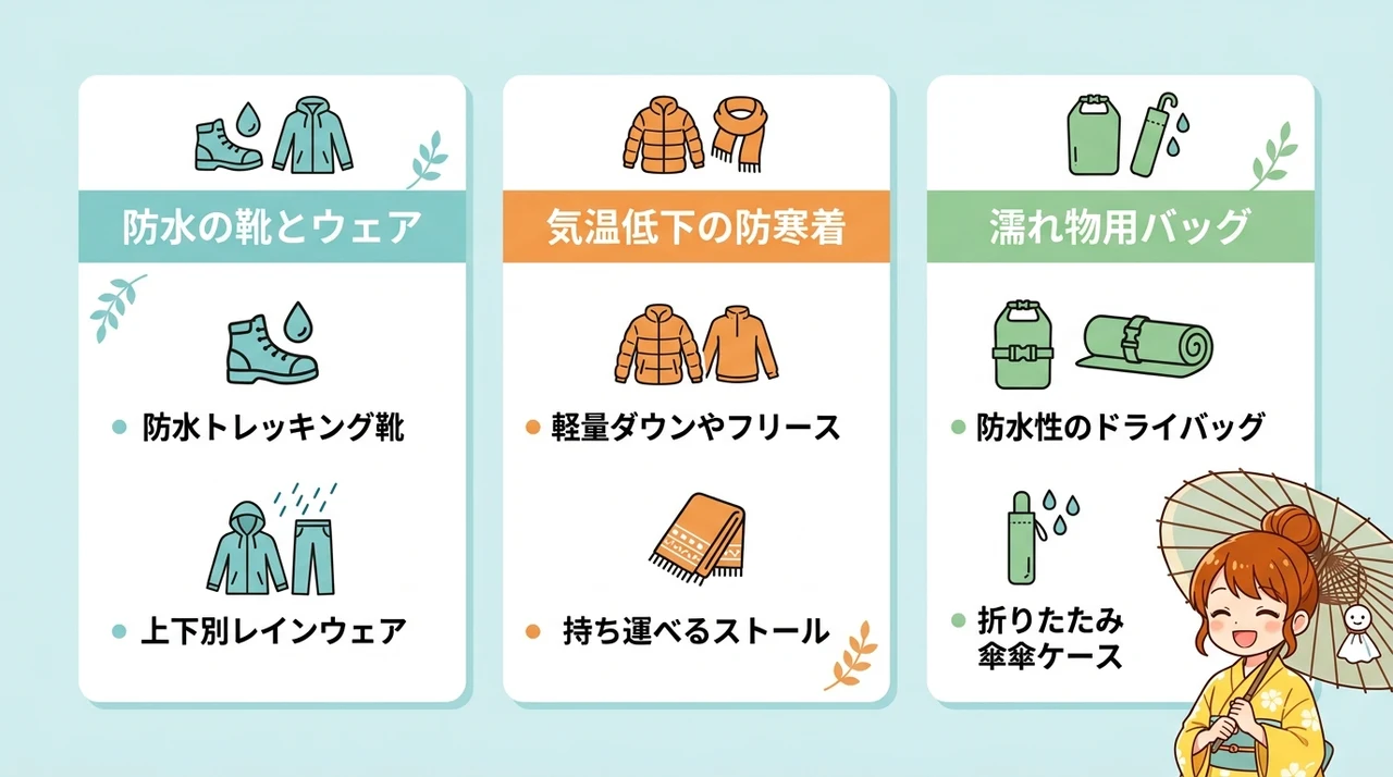 日光の雨の日旅行を快適にする持ち物と服装