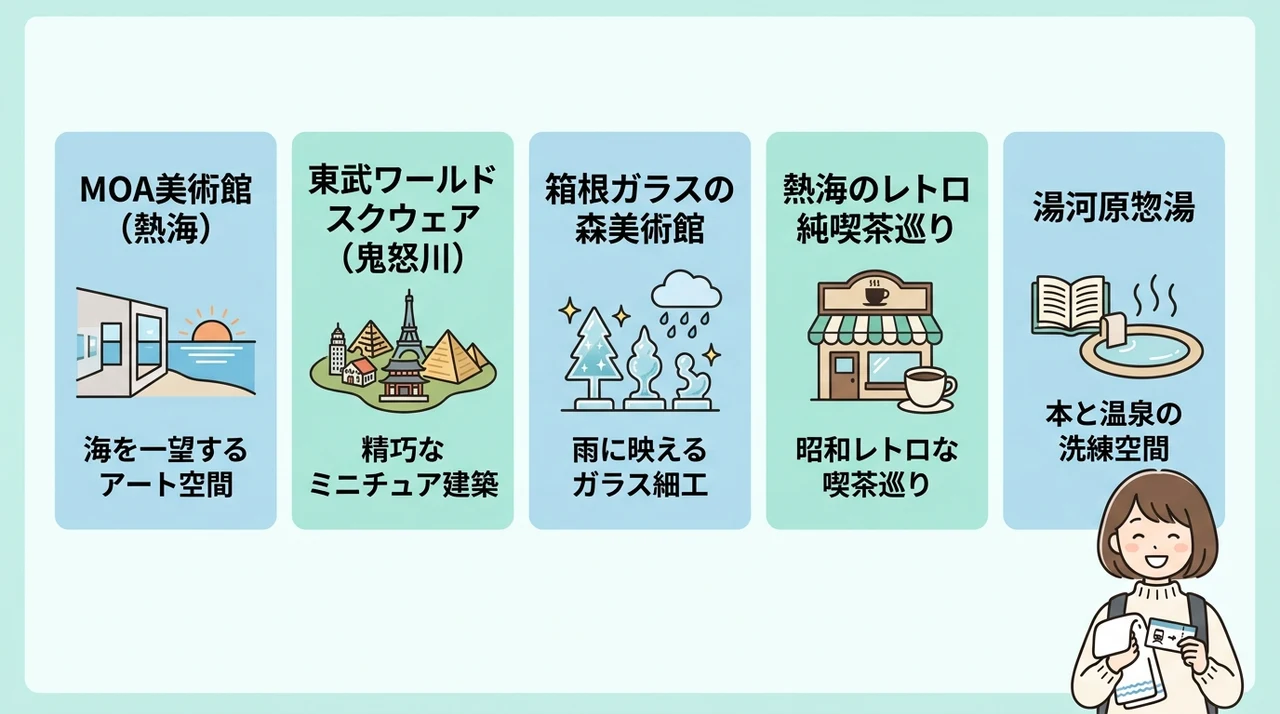 悪天候でも安心な屋内観光とカフェ案内