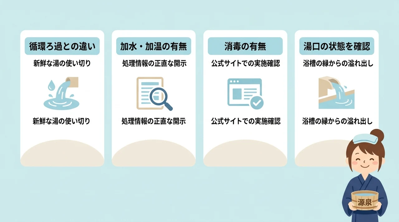 源泉かけ流しの定義と本物を見極めるポイント