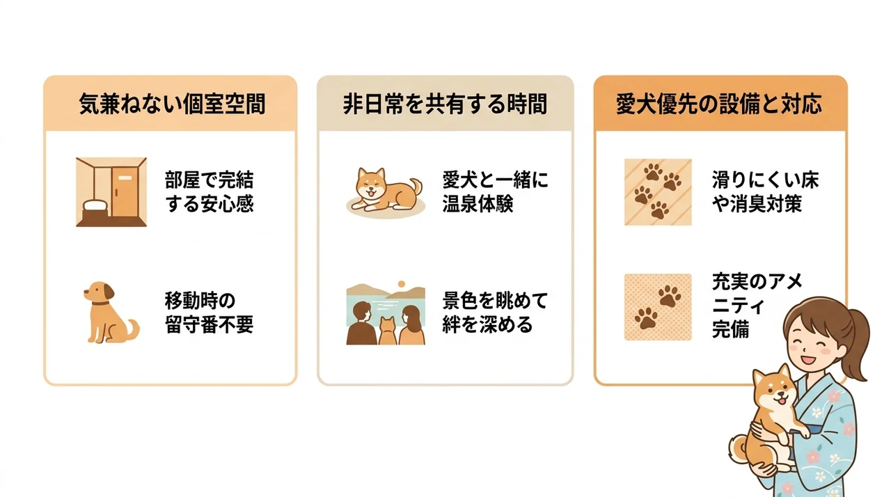愛犬同伴の露天風呂付き宿で得られる3つの魅力