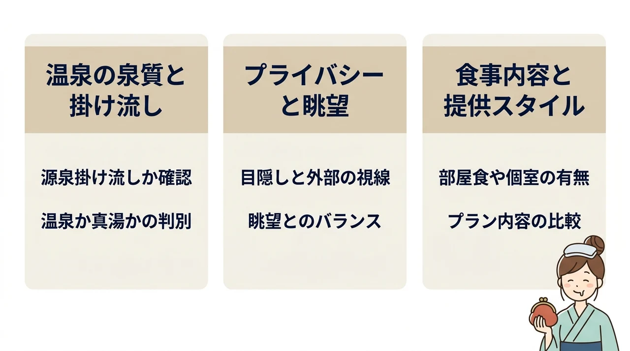 客室露天風呂で重視したい3つのポイント