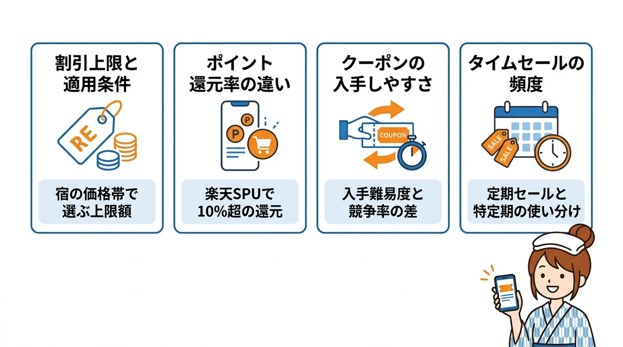 予約サイト別クーポンの割引率と還元を徹底比較