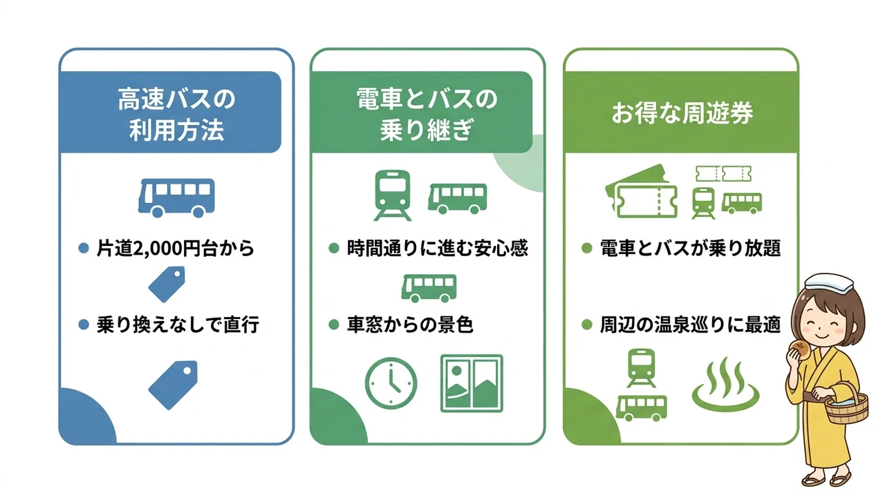 東京からのアクセスと現地での移動手段