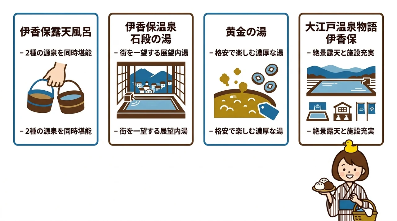 伊香保温泉の日帰り入浴施設で2種類の源泉を堪能しよう