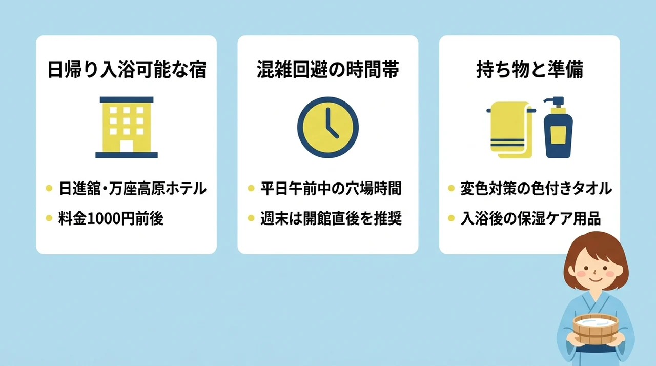 日帰り入浴でにごり湯を楽しむ方法