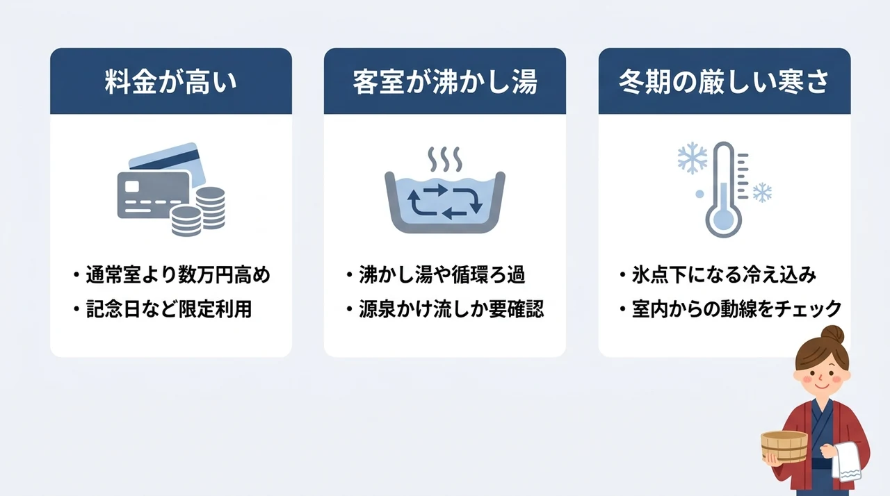露天風呂付き客室で気になる悪い口コミ