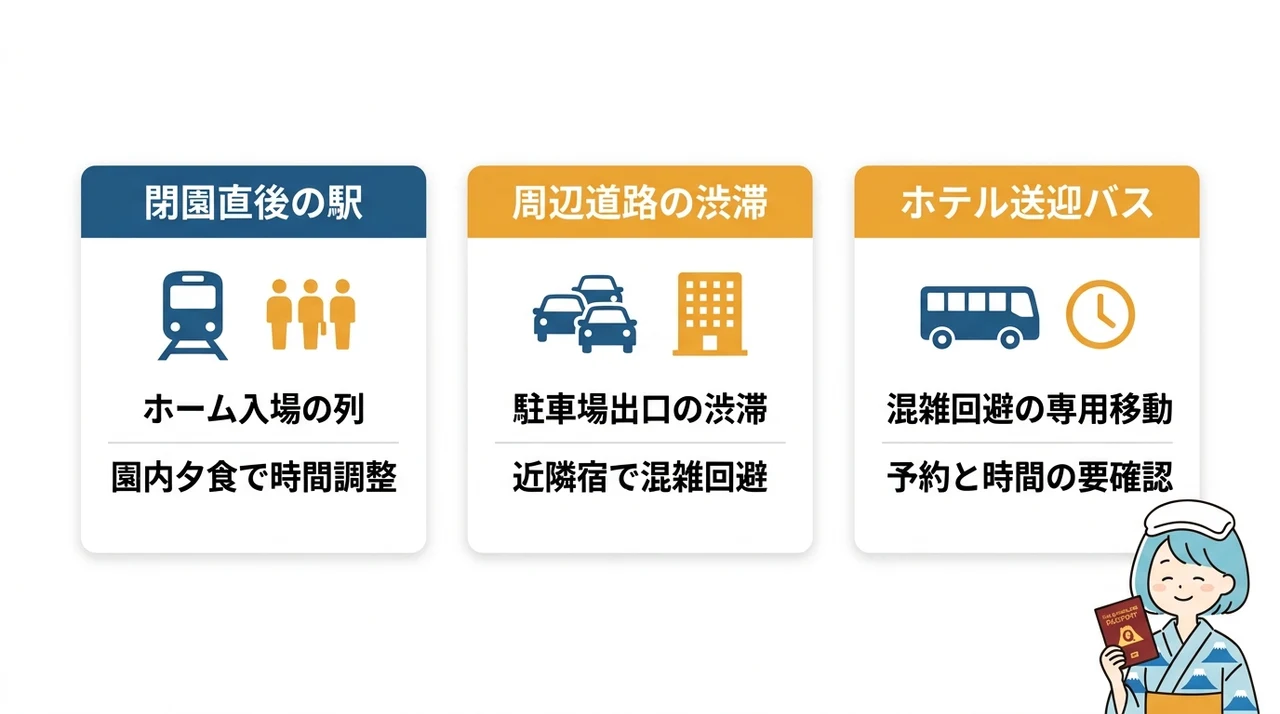 遊園地終了後の移動と混雑のリアル