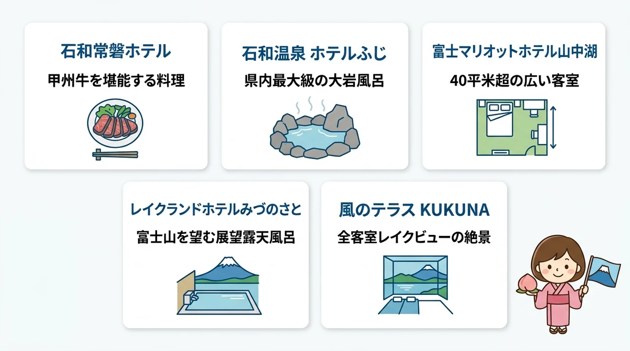 石和温泉と河口湖の宿泊施設おすすめ5選
