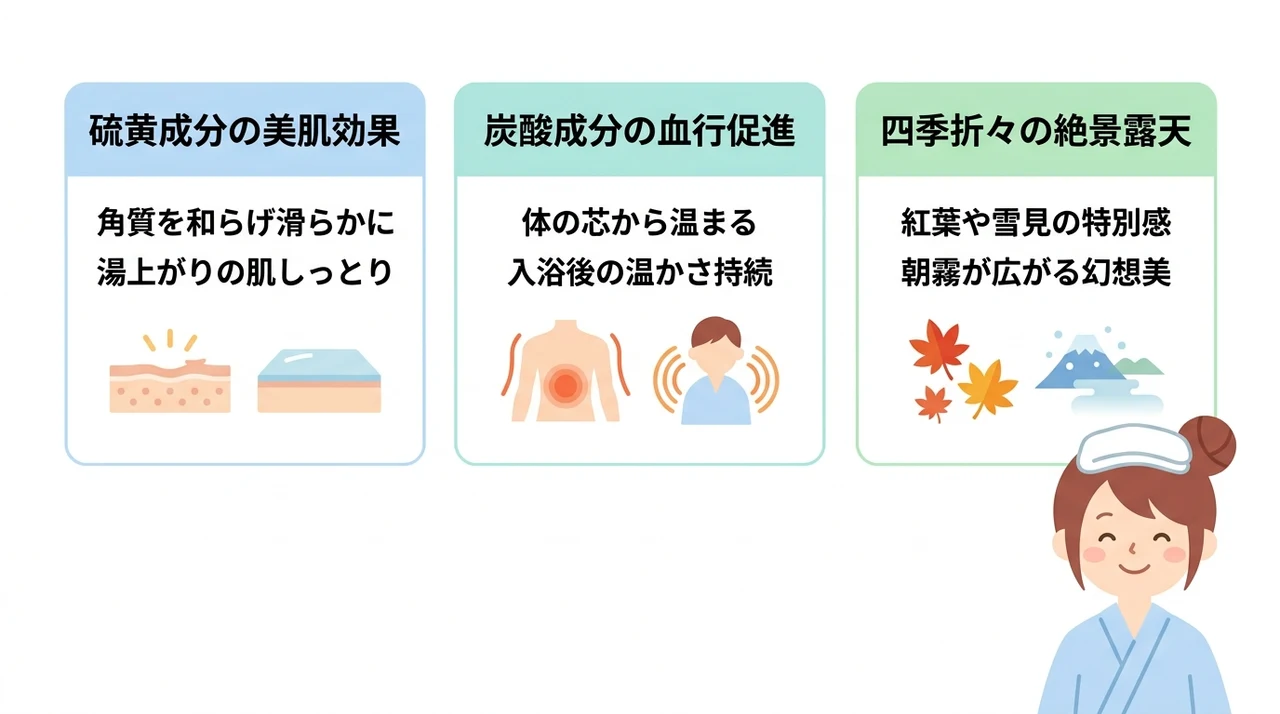 白骨温泉の乳白色の湯がもたらす3つの魅力